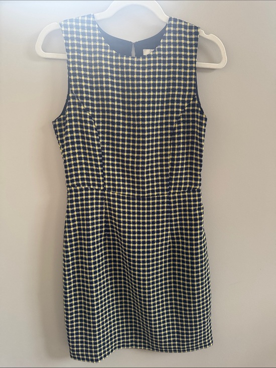 Joie Dresses & Skirts - Joie Navy and Yello Check Sleeveless Sheath Dress